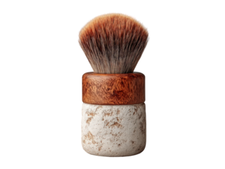 A wooden brush with a brown handle and a brown and white base