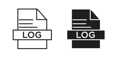 log file icons with simple flat and thin stroke style