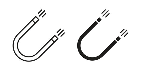 Magnet icons with simple flat and thin stroke style