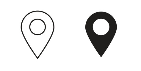 Fototapeta premium Map marker icons with simple flat and thin stroke style
