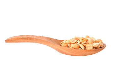 Roasted peanuts in the wood spoon on transparent png