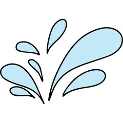 Light Blue Water Splashes Fluid Dynamic Abstract Shape Isolated On White Background