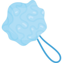 Light Blue Textured Bath Scrubber with Attached Handle Isolated on White Background for Personal Hygiene and Spa Treatments