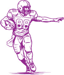 American football player running with ball  vector illustration
