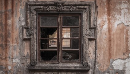 Fototapeta premium Antique Window Frame from Batavia, preservation