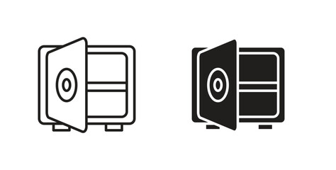 Fototapeta premium Open safe icons with simple flat and thin stroke style