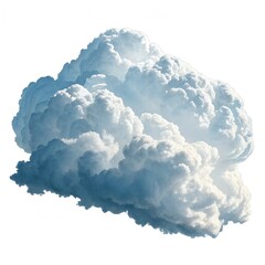 Fluffy cumulus cloud isolated on white background with soft light