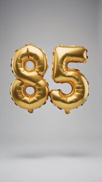 Gold balloon number 85 for birthday or anniversary party