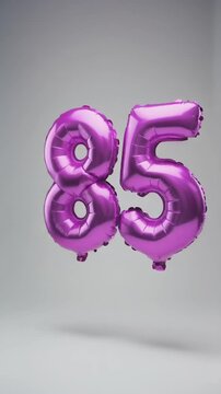 Purple balloon number 85 for birthday or anniversary party