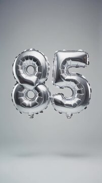 Silver balloon number 85 for birthday or anniversary party