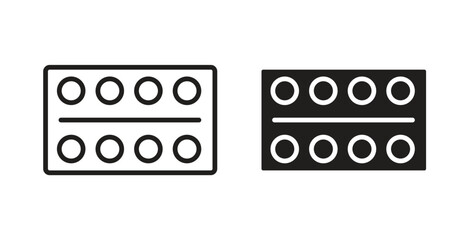 Pill blisters with simple flat and thin stroke style icons with simple flat and thin stroke style