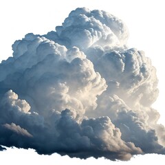 Dramatic cumulonimbus cloud formation against a white background