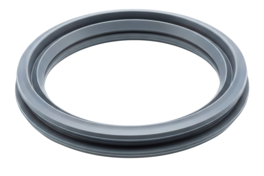 Grey rubber sealing gasket for front-loading washing machine door isolated on transparent background