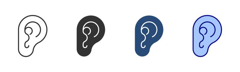 Ear Icon Set. Designed In Multi Style