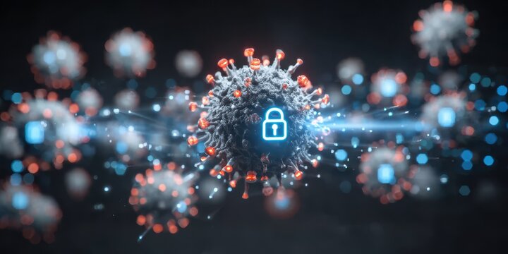 Futuristic nodes in a holographic cluster showing isolation and certificate encryption with continuous connectivity and symbolic handshake