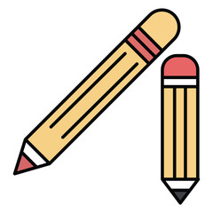 Simple illustration of a pencil and an eraser on a white background
