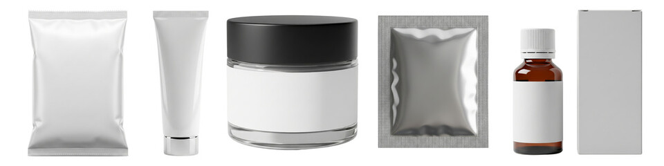 Set of blank packagings mockup for product design isolated on white