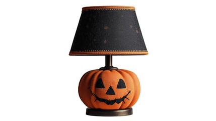 Pumpkin table lamp beige background Halloween decor