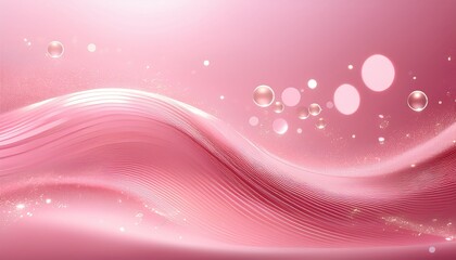Abstract Light Pink Background With Wavy Lines And Sparkling Bubbles Design