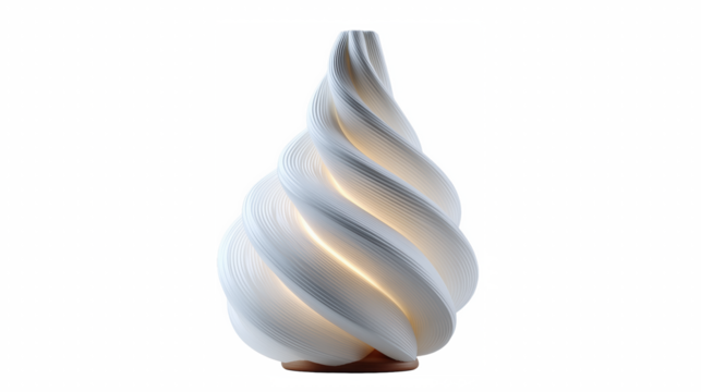 White twisted sculpture form centered layout