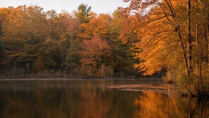 Fototapeta premium The beautiful autumn landscape at a nature center, seasonal change