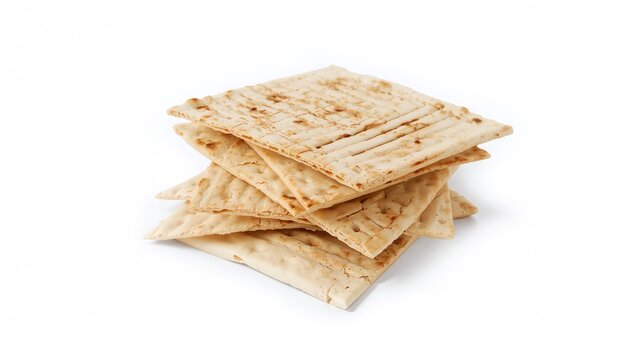 Passover matzos arranged on a white background, traditional observance