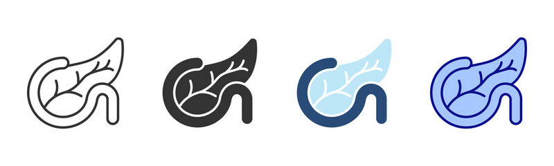 Pancreas Icon Set. Designed In Multi Style
