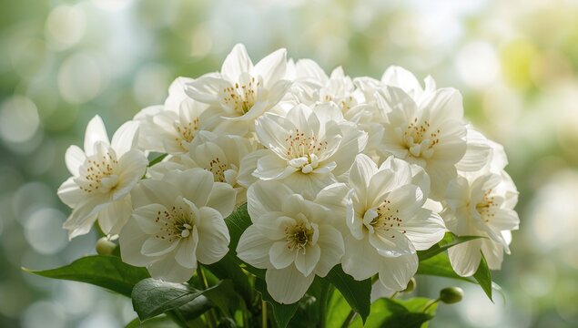 A vibrant bouquet of white flowers in full bloom, ideal for springtime celebrations