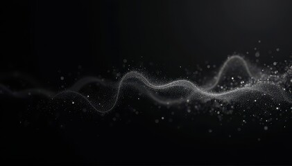 Obraz premium An abstract pattern of flowing light particles on a dark background evokes a dreamy, ethereal sense of movement and depth.