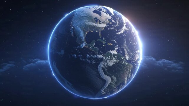3d animation of a stylized flat earth