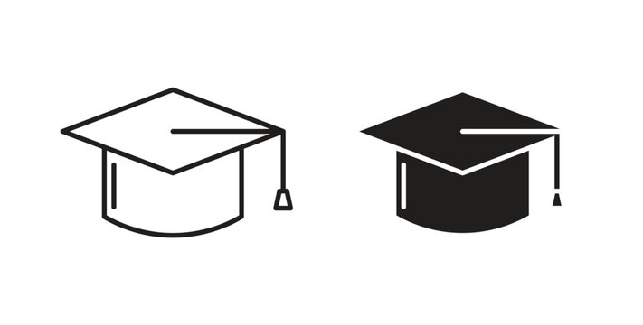 Graduation hat icon. Symbol, logo illustration. graphic icon set