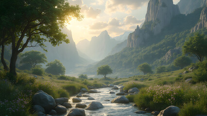 Serenity of Nature in Tech Landscapes. Ultra Realistic Nature Meets Futuristic Designs. The Harmony of Nature and Technology. Exploring Techutopia in Natural Settings.