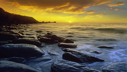 Sea and rocks. Woody Bay in the Exmoor National Park , Devon, England, UK