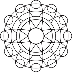 Abstract geometric atomic design with science and technology elements