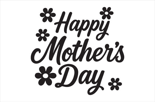 A decorative happy mother s day text with floral embellishments design