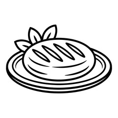 Grilled steak on plate dish meat barbecue menu delicious food vector drawing