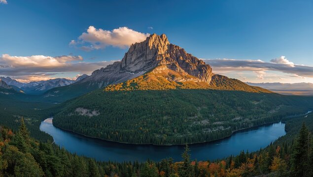 Summit of a mountain with surrounding valley, seasonal change