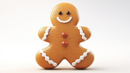 Cute Gingerbread Man Cookie with Icing and Colorful Buttons.
