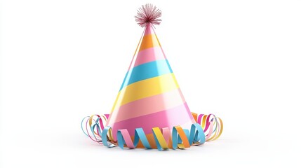 Colorful Party Hat with Streamers for Festive Celebrations.