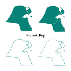 Kuwait Map Teal Contours Graphic on White Background