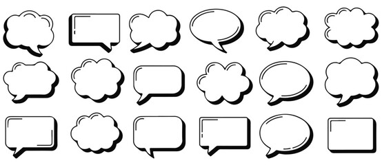 Obraz premium Hand Drawn Comic Speech Bubbles Vector Icons Set — Doodle Chat Balloons, Empty Text Boxes, and Cartoon Dialog Elements, speech, bubbles, comic, doodle, hand-drawn, vector, illustration
