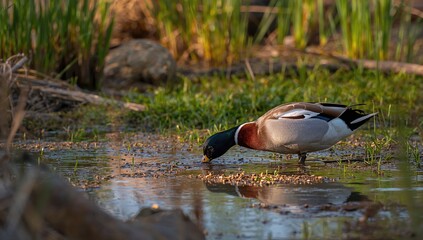 Wintering Pintail Ducks in a Natural Habitat, Seasonal Change