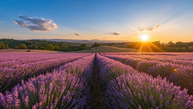 Provence Lavender Field at Dawn, seasonal change