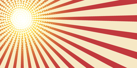 Red sunburst lines on yellow Background. Light sun rays pattern.eps10