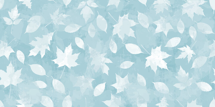 Autumn watercolor leafs vector pattern. Fall leaves seamless print