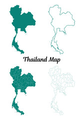 Thailand Green Map Collection on White Background