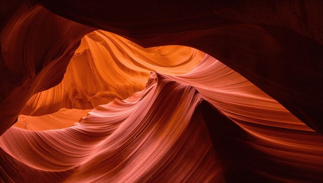 Interior view of Lower Antelope Canyon, showcasing unique rock formations resembling aquatic shapes - Powered by Adobe