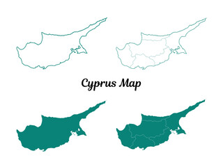 Cyprus Map Teal Silhouette on White Background