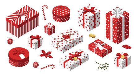 Festive holiday presents galore with candy canes and mistletoe for joyful celebrations, perfect for Christmas and seasonal cheer