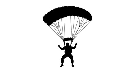 Skydiving parachute jump silhouette vector stock illustration